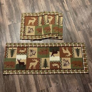 Cabin theme table runner & placemats set of 5